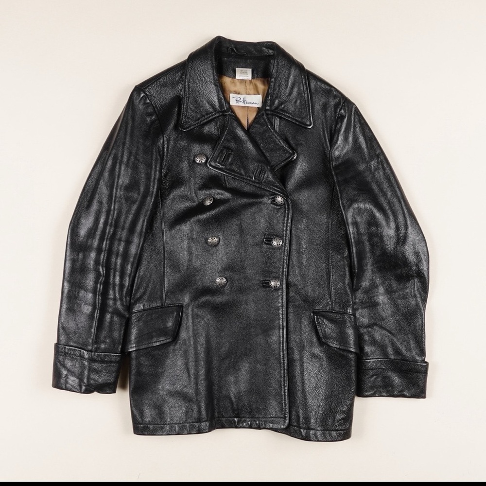 Rare Ron Herman Black Leather Double-Breasted Jacket - M